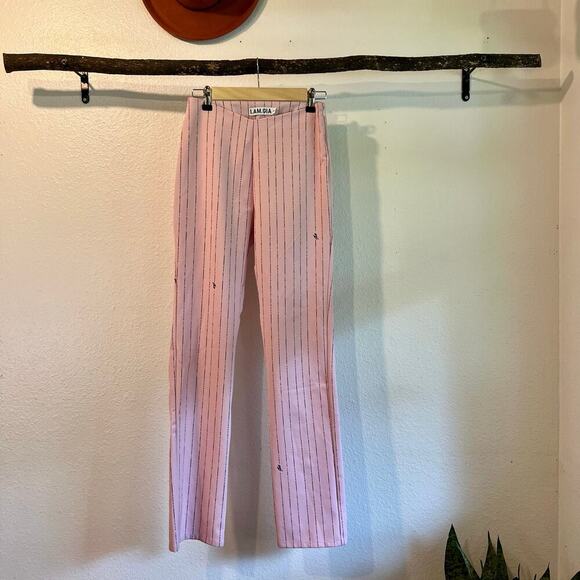 I AM GIA Pink Pinstripe Dominique High Rise Cropped Pants Size Small - Picture 2 of 16